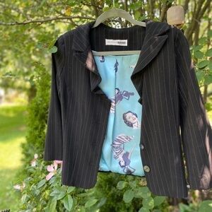 Necessary Objects Pinstripe Short Black Jacket